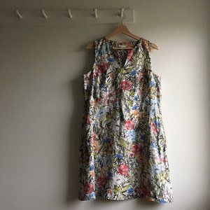 J. Jill Love Linen Illustrated Garden Floral Shift Dress